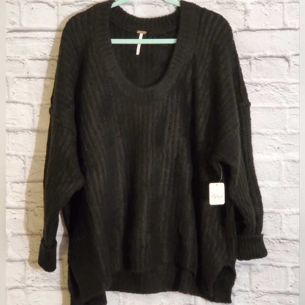 🖤Free People Blue Bell Scoop Neck Cable Knit Oversized Sweater